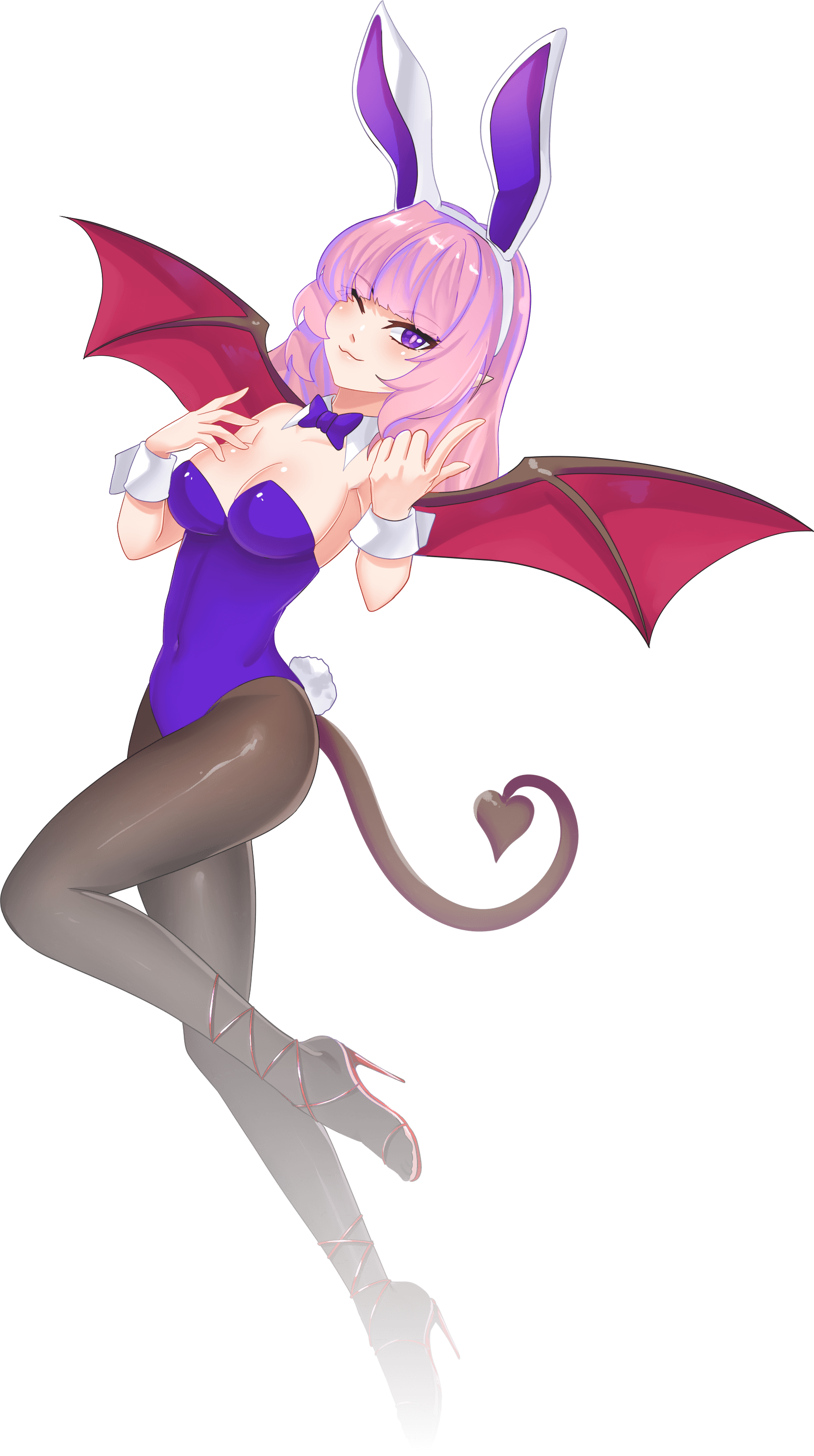 Succubus floating, gazing upon the user with a charming smile